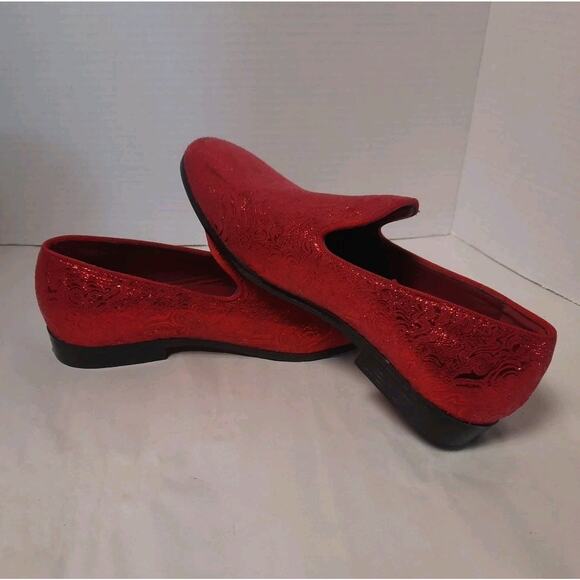 Royal Shoes Red Wavy Print Smoking Red Bottom Slip On Mens Dress Shoes 8 LF-8872 - Picture 5 of 9